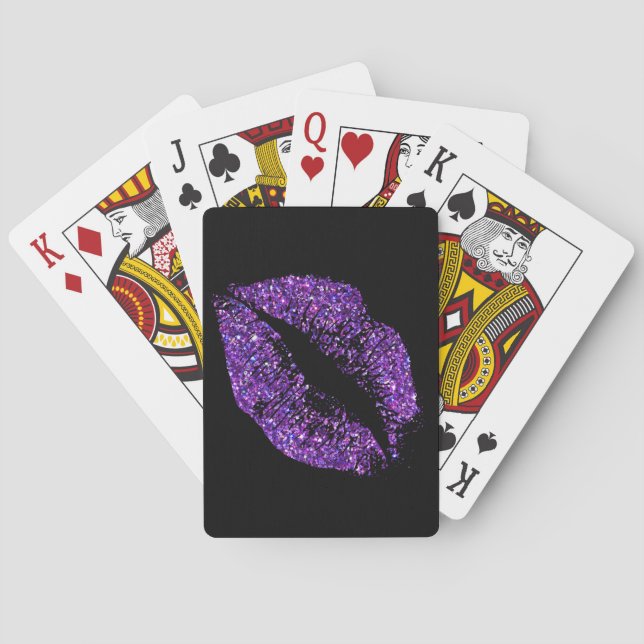 Jeu De Cartes Lèvres Pailletées Violet (dos)
