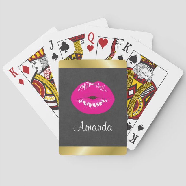 Jeu De Cartes Lèvres roses chaudes Illustration brillante (dos)