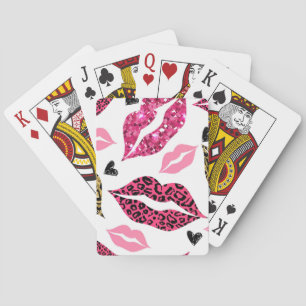 Jeu De Cartes Lèvres scintillantes : Motif de mode Leopard