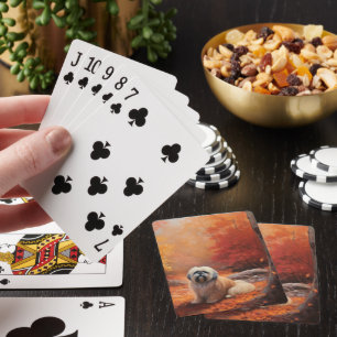 Jeu De Cartes Lhassa Apso à l'automne Leaves automne Inspire