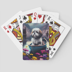 Jeu De Cartes Lhassa Apso sur une rame : une aventure Pittoresqu
