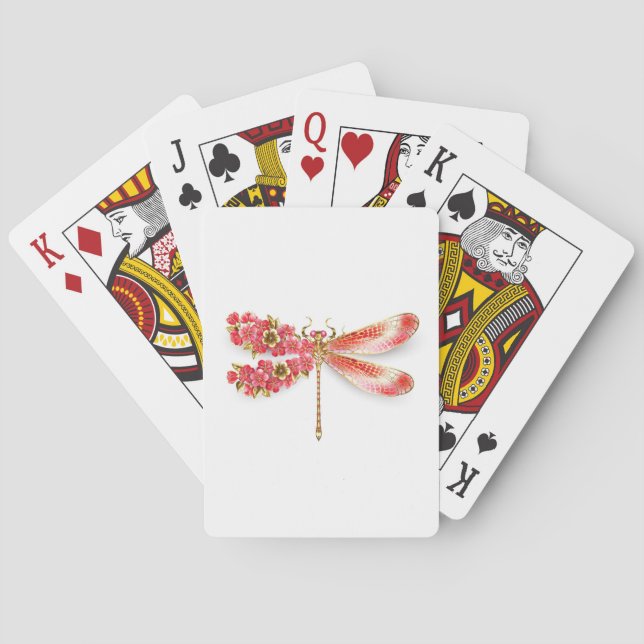 Jeu De Cartes libellule de fleurs avec sakura de bijoux (dos)
