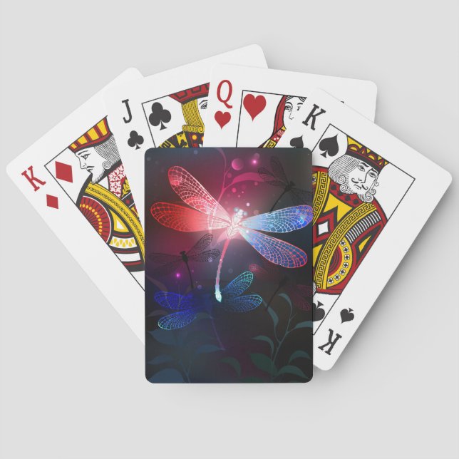 Jeu De Cartes Libellule rouge lumineuse (dos)