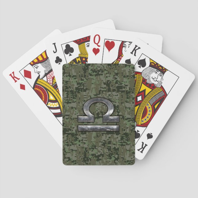 Jeu De Cartes Libra Zodiac Symbole de Green Digital Camouflage (dos)