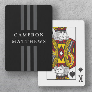 Jeu De Cartes Lignes sombres élégantes moderne monogrammed noir
