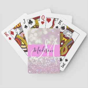 Jeu De Cartes Lilas scintillant pailleté paillettes monogramme n