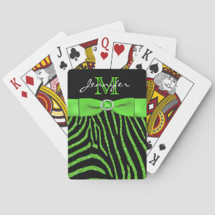 Jeu De Cartes Lime Black FAUX Ribbon Parties scintillant Zebra P
