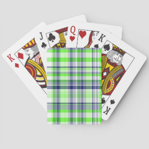 Jeu De Cartes Lime Vert, Bleu Marine, Blancs Preppy Madras Plaid
