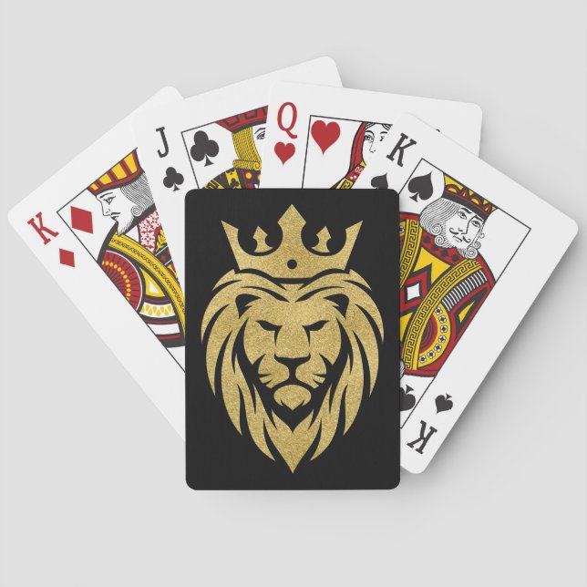 Jeu De Cartes Lion Avec Couronne - Style Or 3 (dos)
