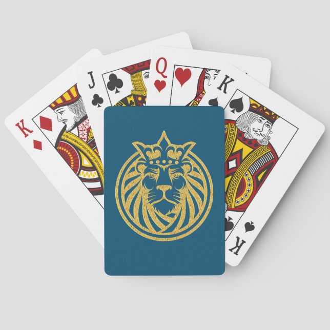 Jeu De Cartes Lion Avec Couronne - Style Or 4 (dos)
