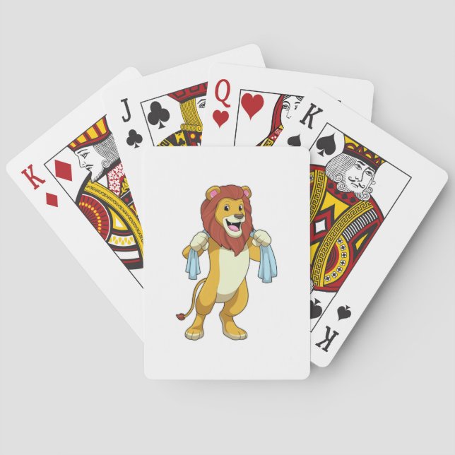 Jeu De Cartes Lion avec serviette pour douche (dos)