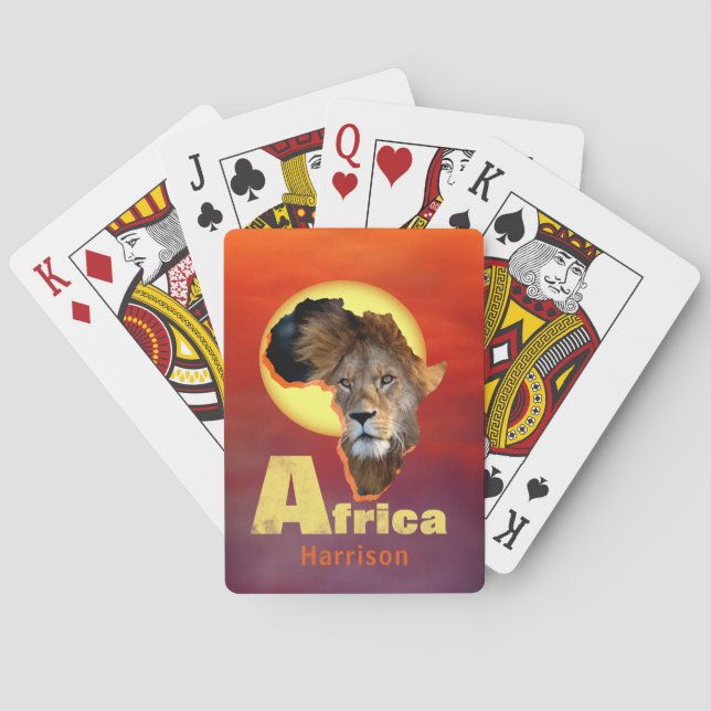 Jeu De Cartes Lion Safari Afrique Sunset Personnalisé (dos)