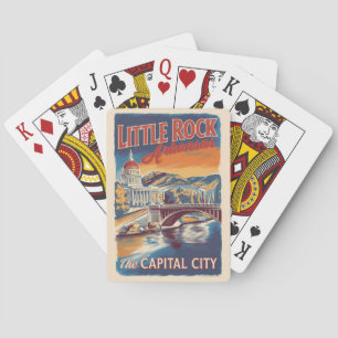Jeu De Cartes Little Rock Arkansas Peinture Voyage Art Vintage