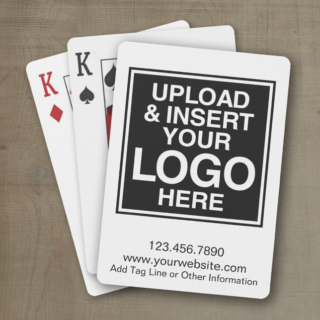 Jeu De Cartes Logo de base d'affaires avec le texte fait sur (Add your logo to these personalized playing cards - your logo here)