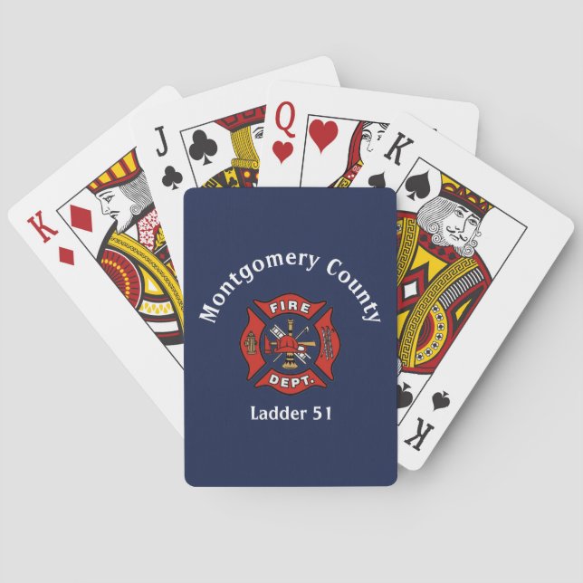 Jeu De Cartes Logo du service d'incendie personnalisé (dos)