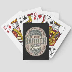 Jeu De Cartes Logo Rétro de Salon de Coiffure Vintage Élégant