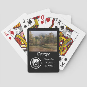 Jeu De Cartes Loup blanc neige Silhouette Laurel Monogramme Phot