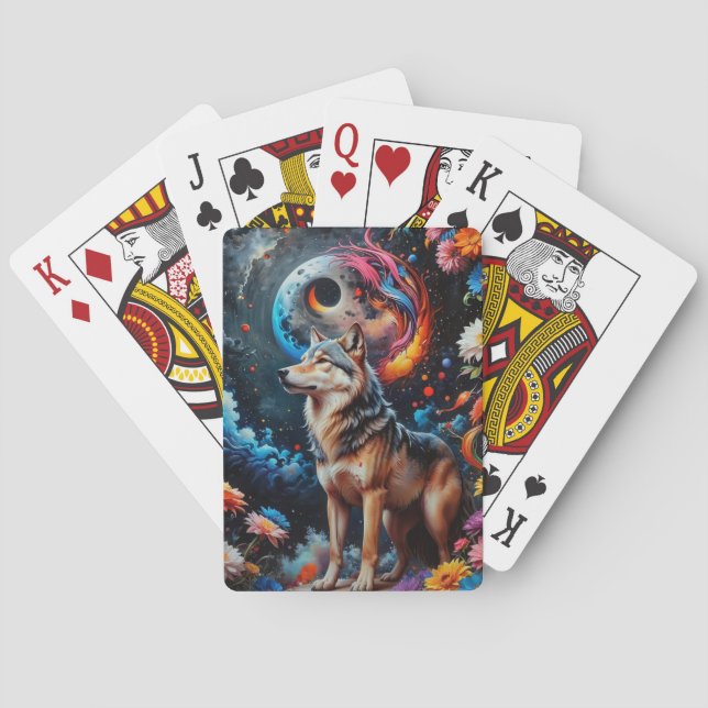 Jeu De Cartes Loup de lune Abstraite (dos)