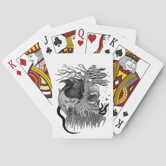 Jeu De Cartes Loup et corbeau avec crâne (dos)
