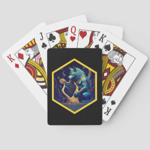 Jeu De Cartes Loup-garou bleu payant une harpe d'or