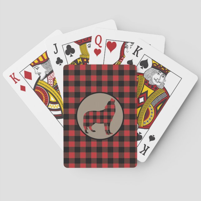 Jeu De Cartes Loup hurlant de buffle noir rouge (dos)