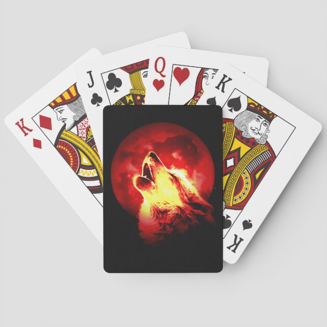 Jeu De Cartes Loup, lune et ciel rouge (dos)