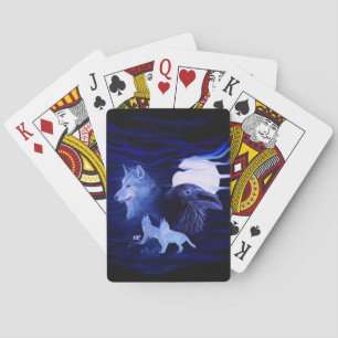 Jeu De Cartes Loups et corbeau avec pleine lune