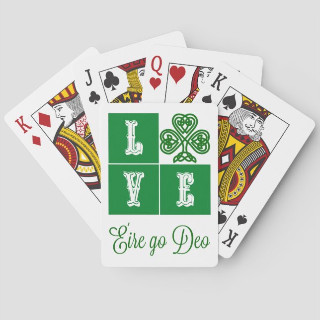 Jeu De Cartes Love Celtic Coeurs Shamrocks Irlande Motto (dos)