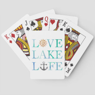 Jeu De Cartes Love Lake Life Aquarelle nautique Typographie