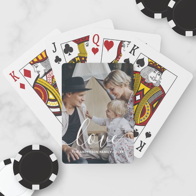 Jeu De Cartes 'Love' Photo de famille personnalisée avec nom per (Créateur téléchargé)