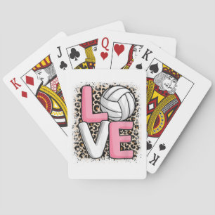 Jeu De Cartes Love Volleyball Empreinte de léopard Filles Volley