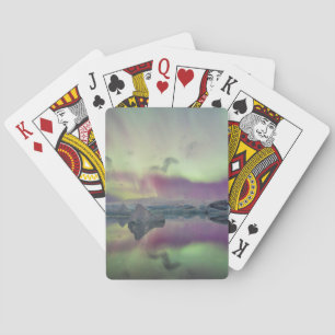 Jeu De Cartes Lumières d'Aurore reflétant un lagon Islande