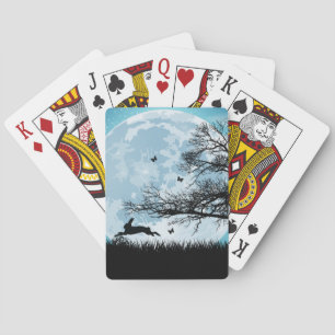 Jeu De Cartes Lune mystique avec silhouette de lapin