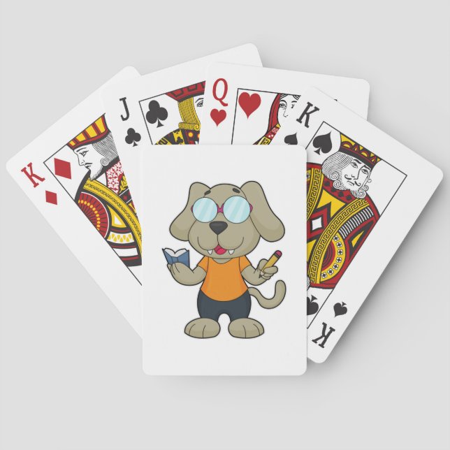 Jeu De Cartes Lunettes de livre Nerd de chien (dos)