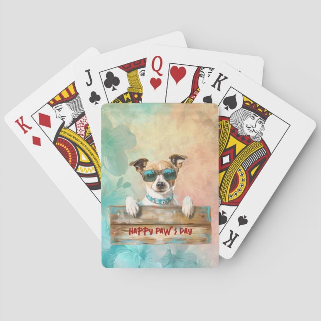 Jeu De Cartes Lunettes de soleil de chien cool Joyeux Paw's Day (dos)