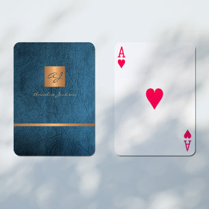 Jeu De Cartes Luxe élégant bleu et or monogrammed moderne