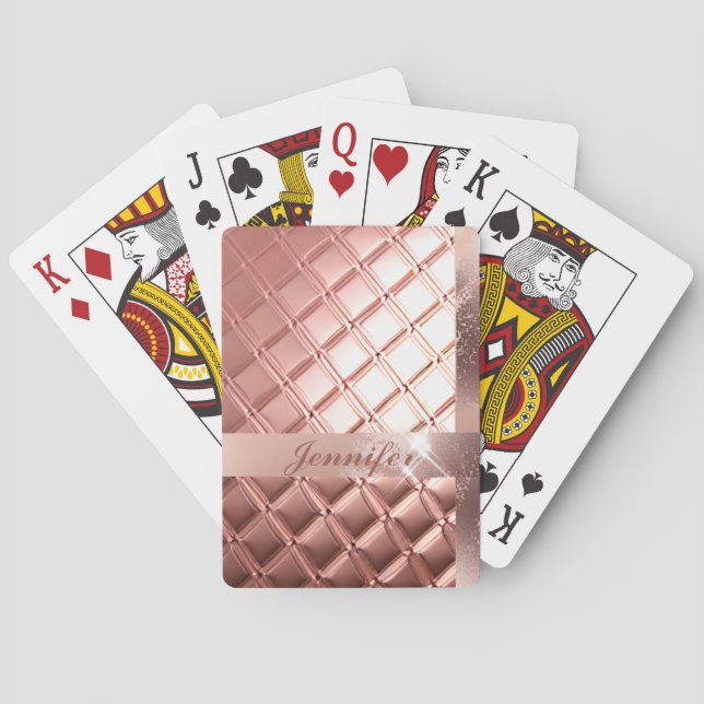 Jeu De Cartes Luxe Rose Gold Parties scintillant Custom Ajouter  (dos)