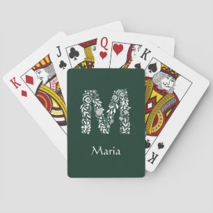 Jeu De Cartes M Monogramme de gribouillis floral