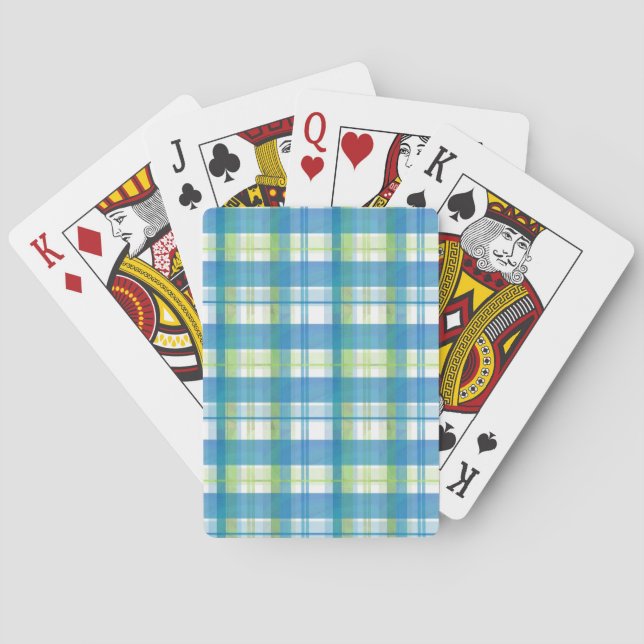 Jeu De Cartes Madras Plaid Green et Blue (dos)
