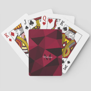 Jeu De Cartes Magenta rose rouge noir géométrie motif Monogramme