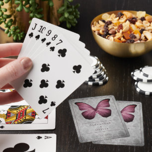 Jeu De Cartes Magenta Vintage Papillon Damas
