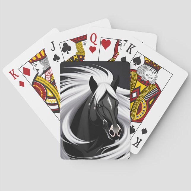 Jeu De Cartes Magnifique Cheval Noir (dos)