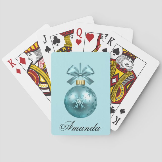 Jeu De Cartes Magnifique Noël Ornement bleu  (dos)