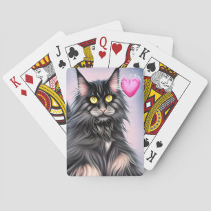 Jeu De Cartes Maine Coon Chat avec un coeur Saint-Valentin