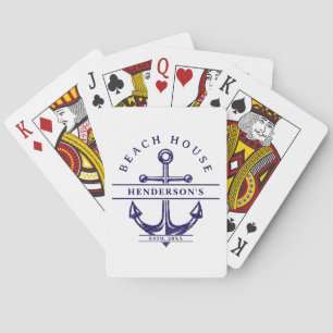 Jeu De Cartes Maison de plage Ancre nautique Bleu