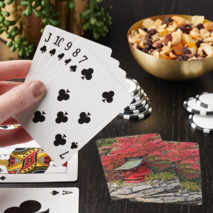Jeu De Cartes Maison de thé japonaise et feuilles d'automne