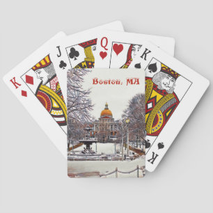 Jeu De Cartes Maison d'état de Boston en hiver