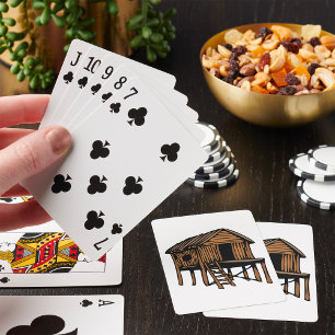 Jeu De Cartes Maison sur pilotis Hutte traditionnelle à toit de