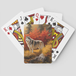 Jeu De Cartes Malamute d'Alaska en automne feuilles tombées Insp