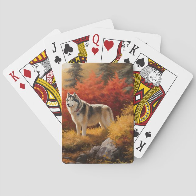 Jeu De Cartes Malamute en Alaska à l'automne Feuilles automne in (dos)